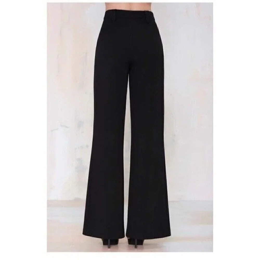 Nasty Gal Women's I'm Bossy Black Wide Leg High Waist Trousers Pants Size XS - Picture 11 of 13